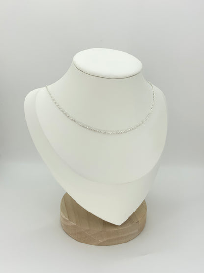 Twisted Diamond  Cut Chain Necklace - Sterling Silver 925