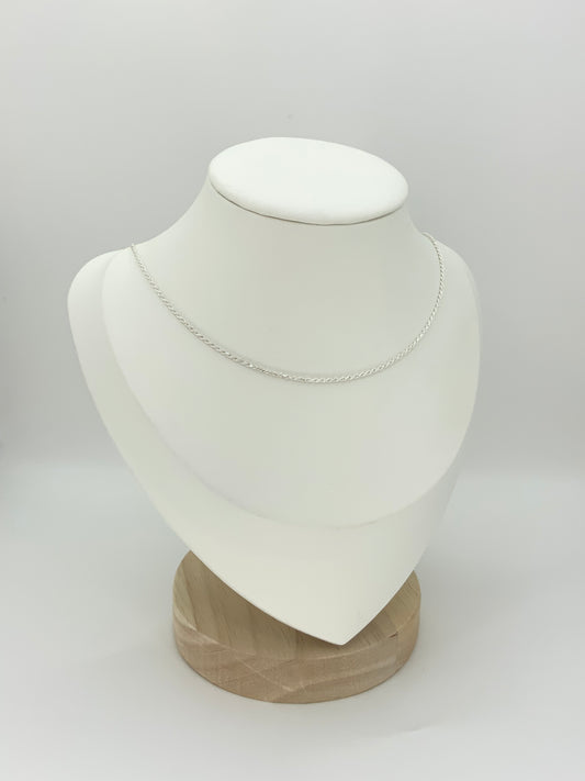 Twisted Diamond  Cut Chain Necklace - Sterling Silver 925