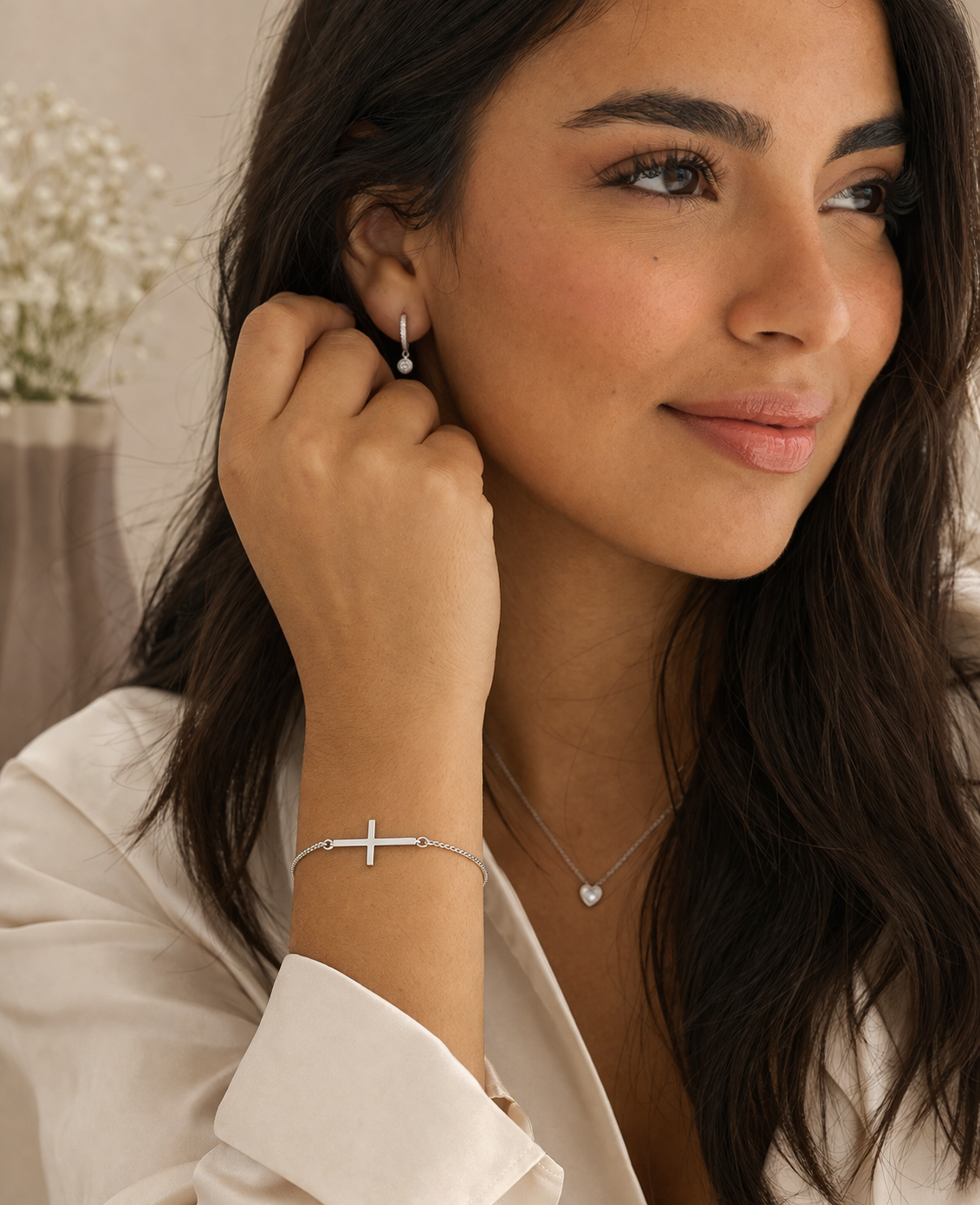 Michelle Huggies Earrings With Zc Sterling Silver 925 - 11 mm