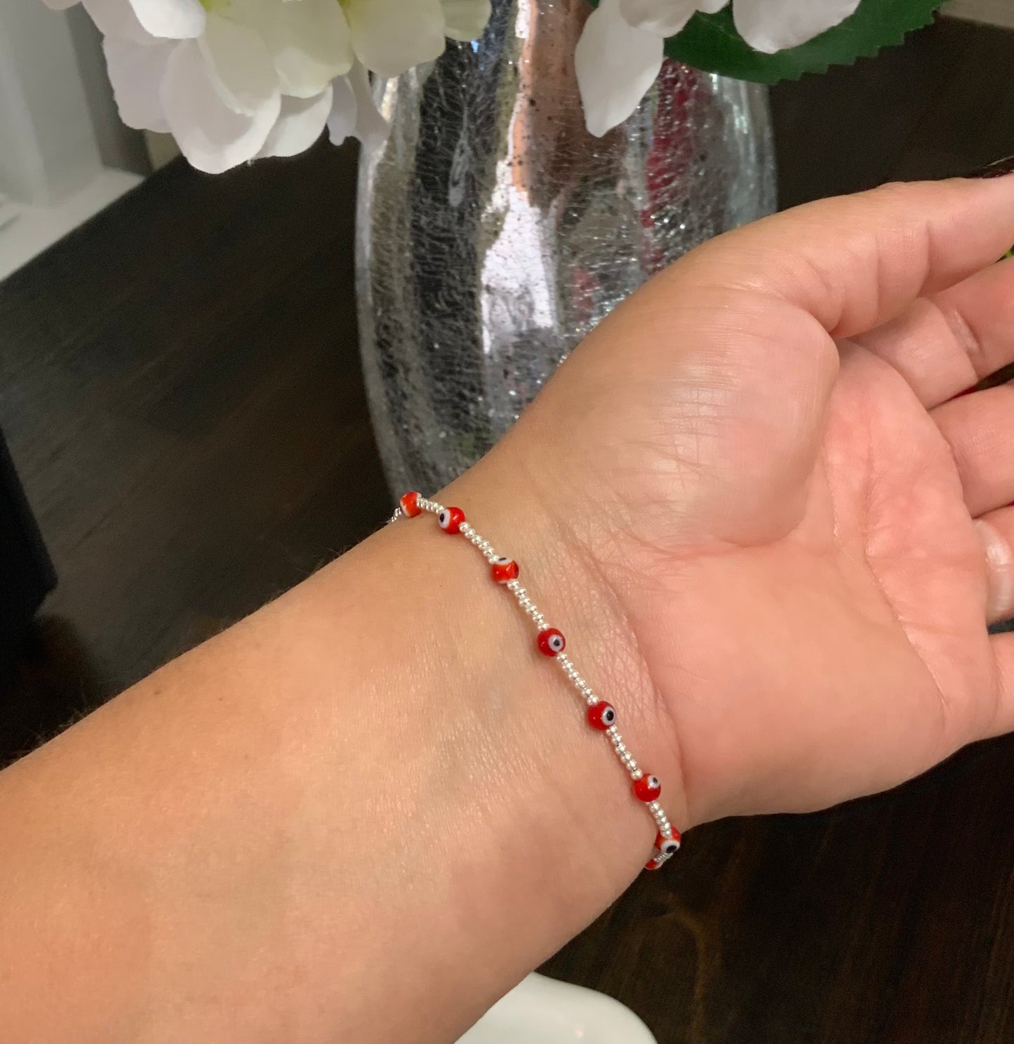 Evil Eye Bracelet Adjustable Sterling Silver 925