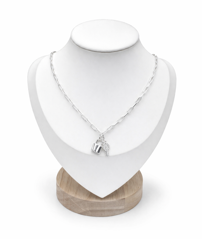 Padlock & key Necklace Sterling Silver 925 18”