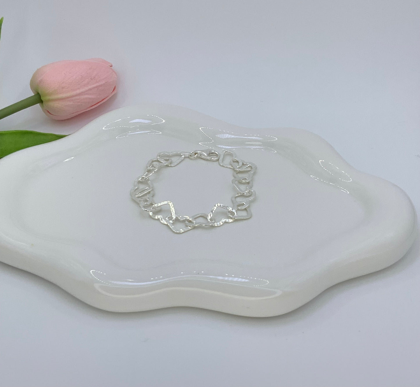 Forever Hearts Bracelet (6mm) Sterling Silver 925- 7 “