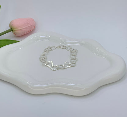 Forever Hearts Bracelet (6mm) Sterling Silver 925- 7 “