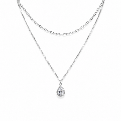 Sophia Teardrop Layered Necklace -925 Sterling Silver