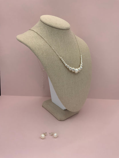 Set Zunilda Necklace and Earring with Pearl -Sterling Silver