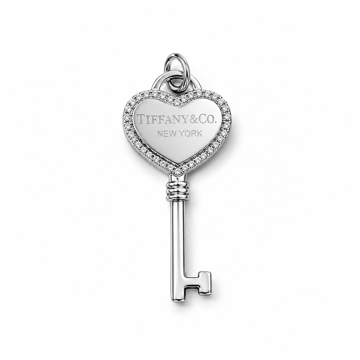 Fanny Heart Key Pendant with CZ Sterling Silver 925 -40mm