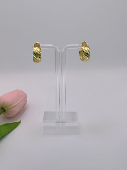 Golden Twist Hoops Earrings Sterling Silver 925