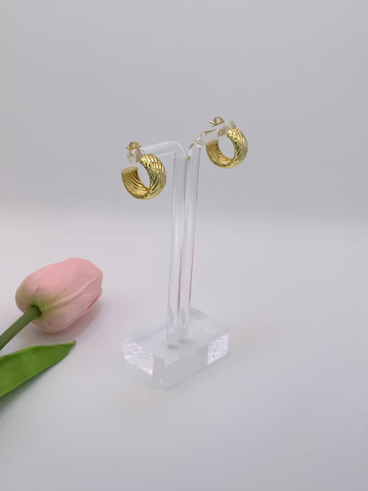 Golden Twist Hoops Earrings Sterling Silver 925
