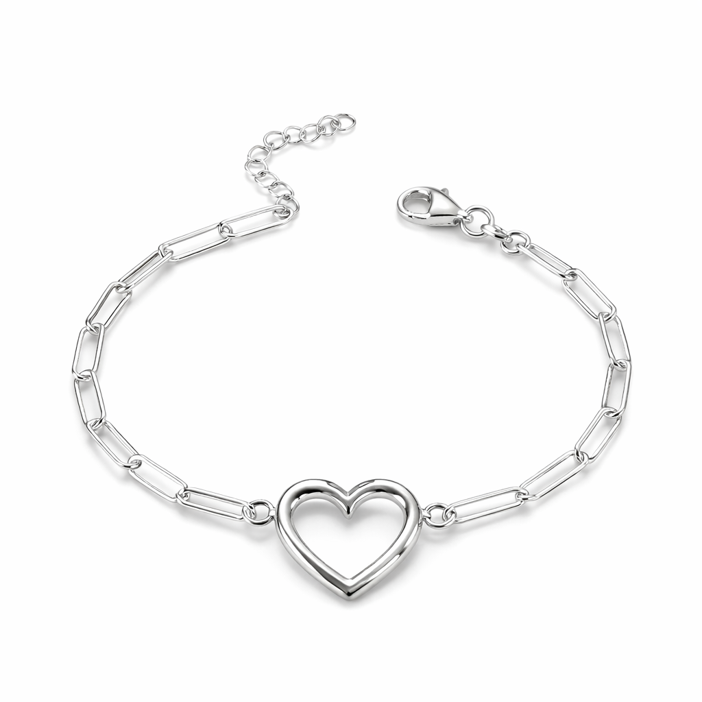Open Heart Bracelet Sterling Silver 925 - up to 8”
