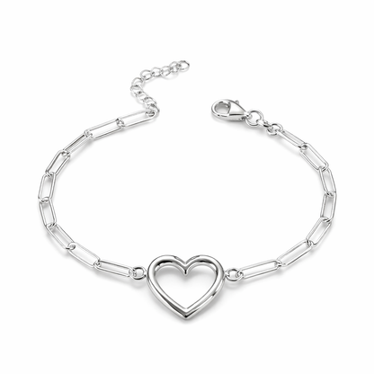 Open Heart Bracelet Sterling Silver 925 - up to 8”