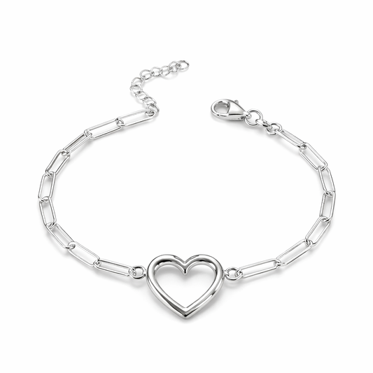 Open Heart Bracelet Sterling Silver 925 - up to 8”