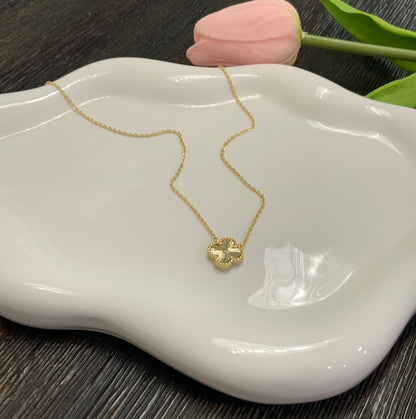 Gold Clover Necklace Sterling Silver 925