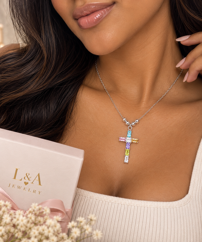Faith & Sparkle  Cross Necklace 925 Sterling Silver -27mm -18mm