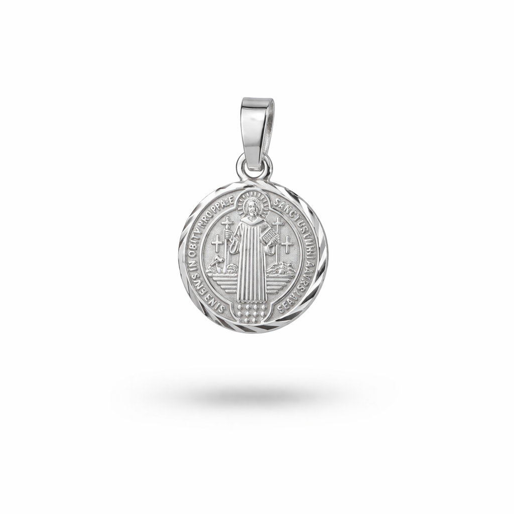Saint Benedict Mini   Pendant Sterling Silver 925 - Children-0.6”