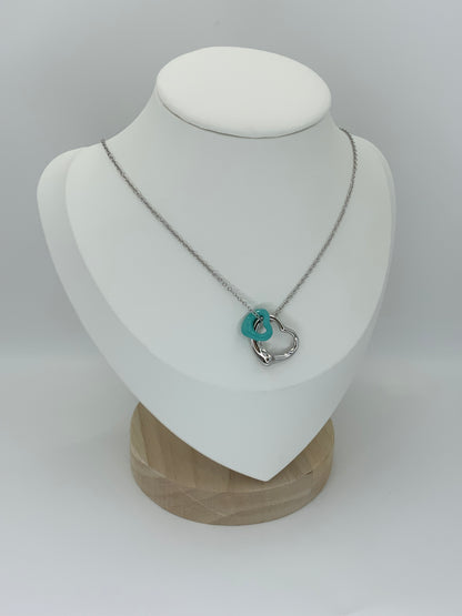 Open Heart Turquoise Necklace Sterling Silver 925