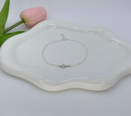 Cross Bracelet Sterling Silver 925 - up to 8”