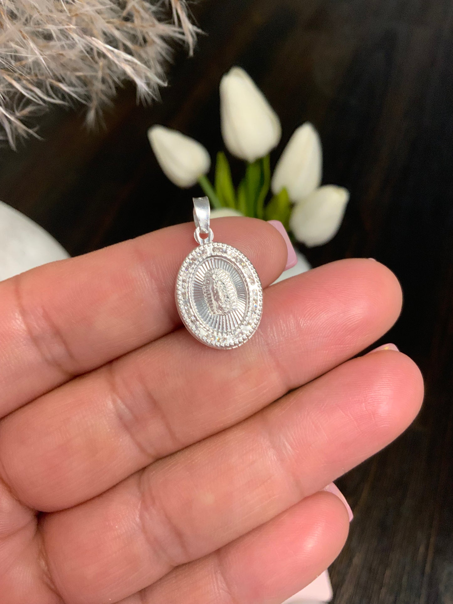 Our Lady of Guadalupe Pendant small ,Sterling Silver 925
