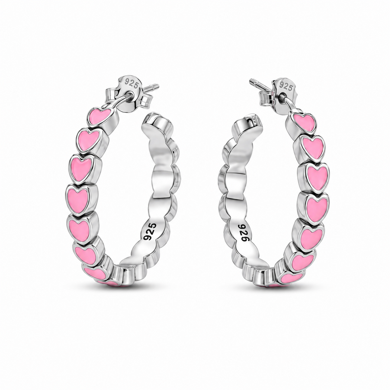 Heart Hoop Earrings Large - Sterling Silver 925- 25mm