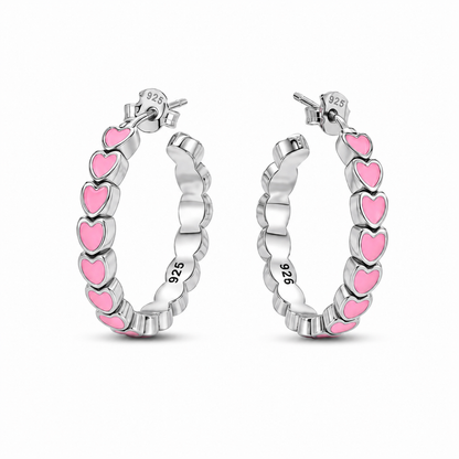 Heart Hoop Earrings Large - Sterling Silver 925- 25mm