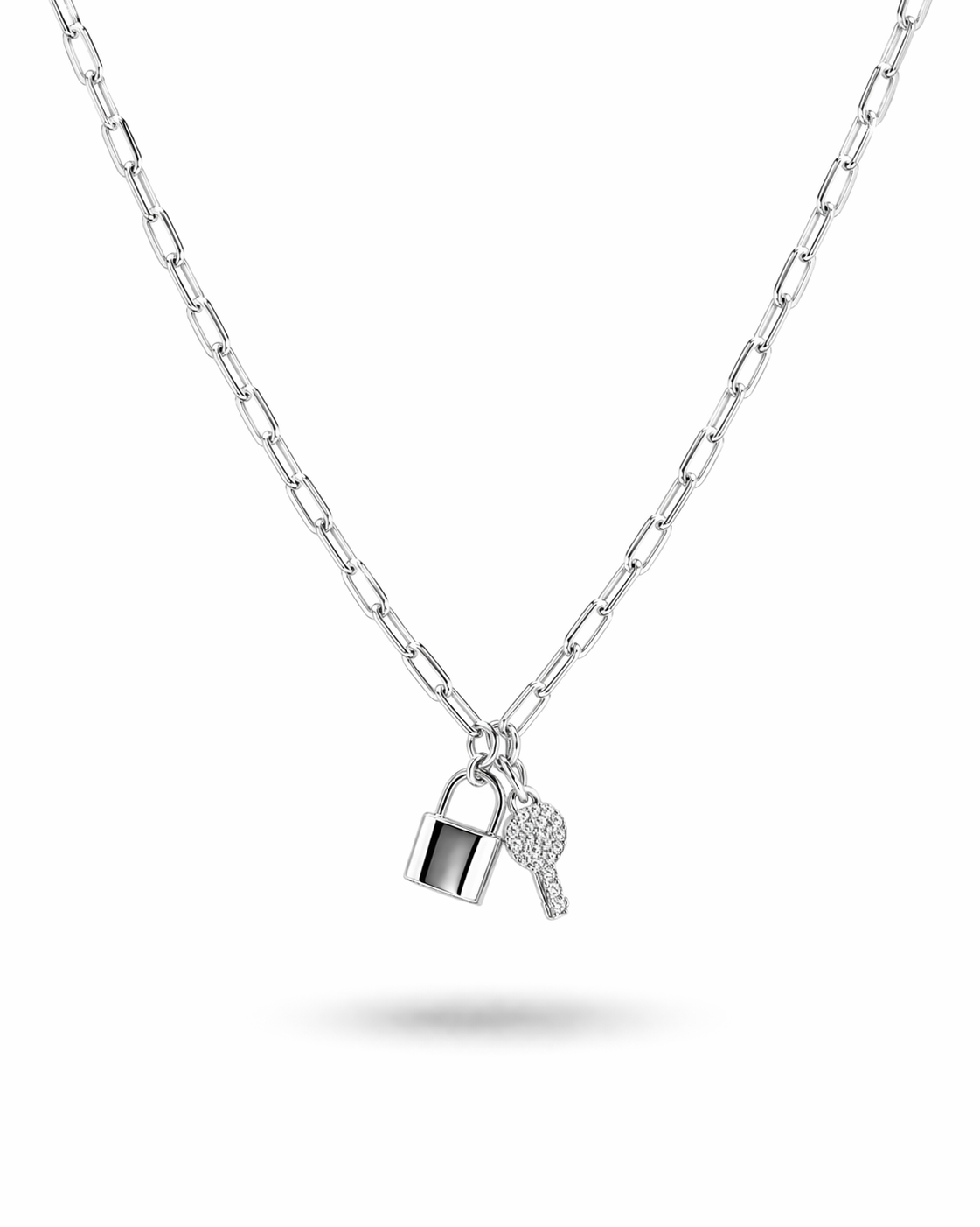 Padlock & key Necklace Sterling Silver 925 18”