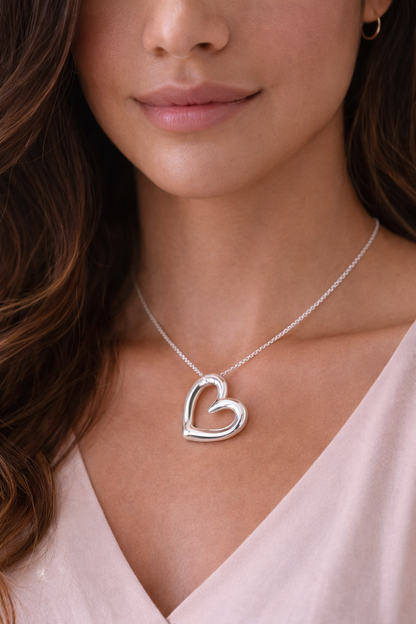 Organically Shaped Heart Pendant Sterling Silver 925