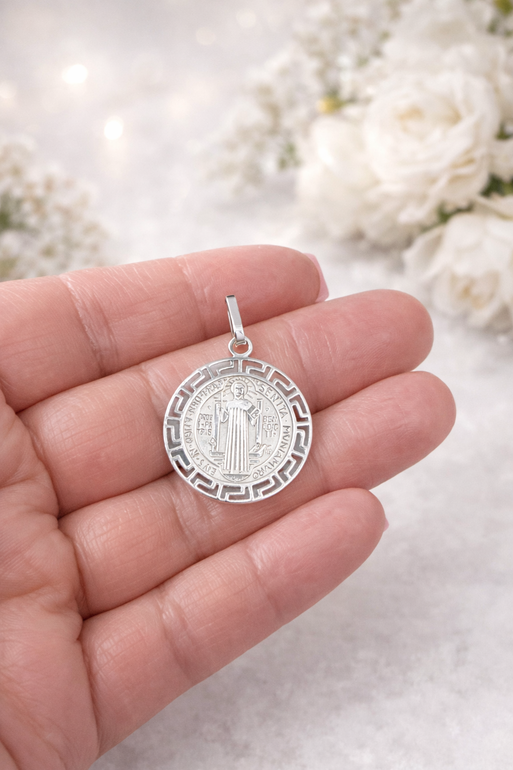 Saint Benedict Pendant Sterling Silver 925 - 1.35”