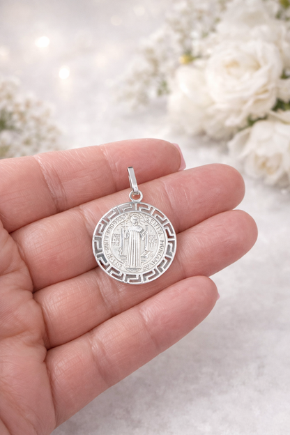 Saint Benedict Pendant Sterling Silver 925 - 1.35”