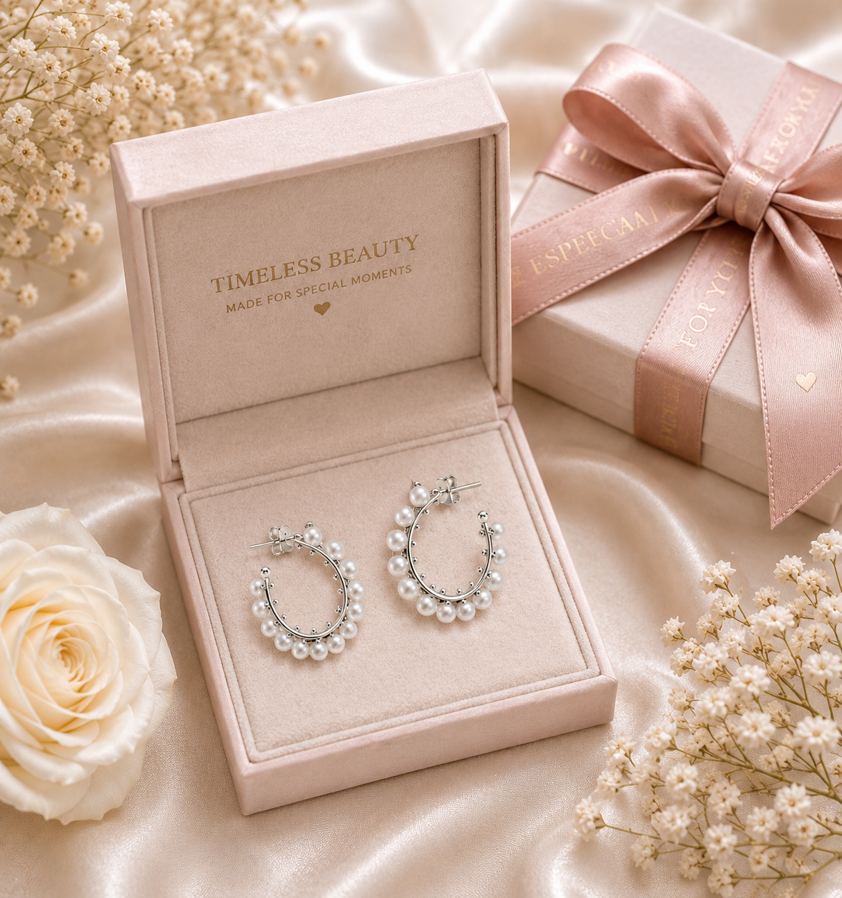 Clara Pearls Hoop Earrings 925 Sterling Silver-20mm