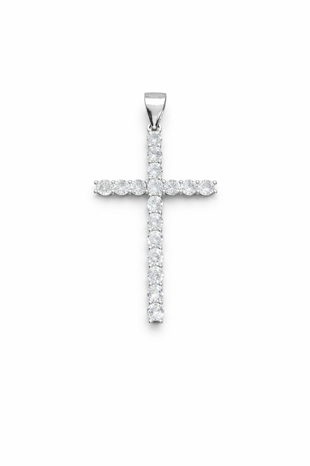Cross Pendant with Cz 925 Sterling Silver-1.8”