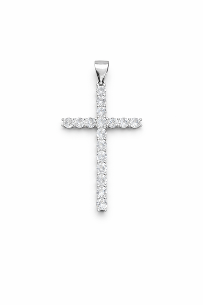 Cross Pendant with Cz 925 Sterling Silver-1.8”