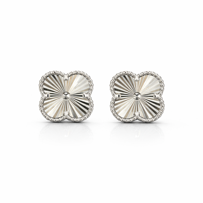 Clover Mirror Stud Earrings – 925 Sterling Silver -11mm