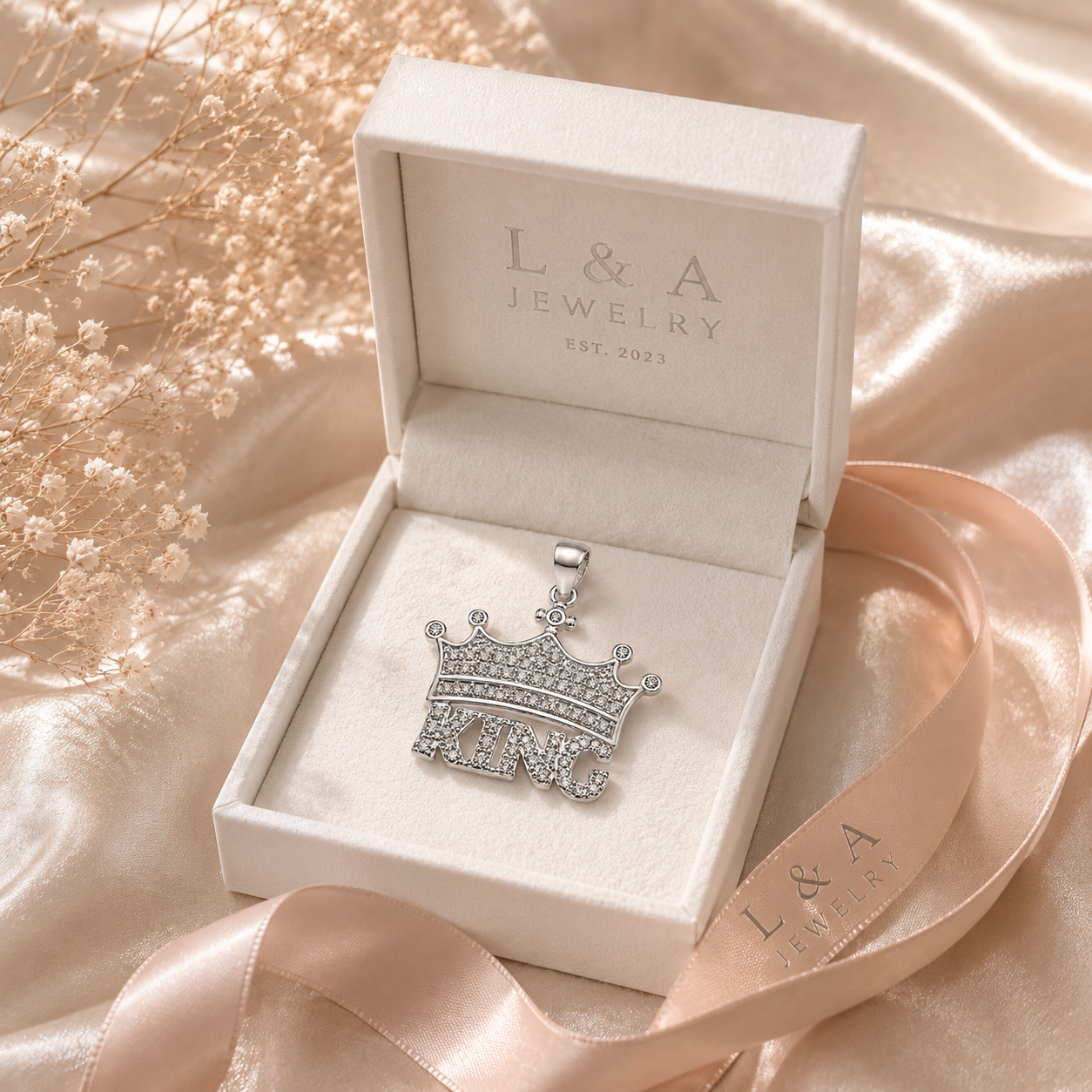 King Crown Pendant 925 Sterling Silver -25mm