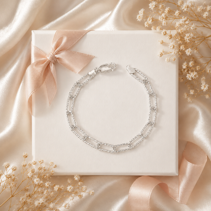 Diamond-Cut Paperclip Bracelet | 925 Sterling Silver 5mm