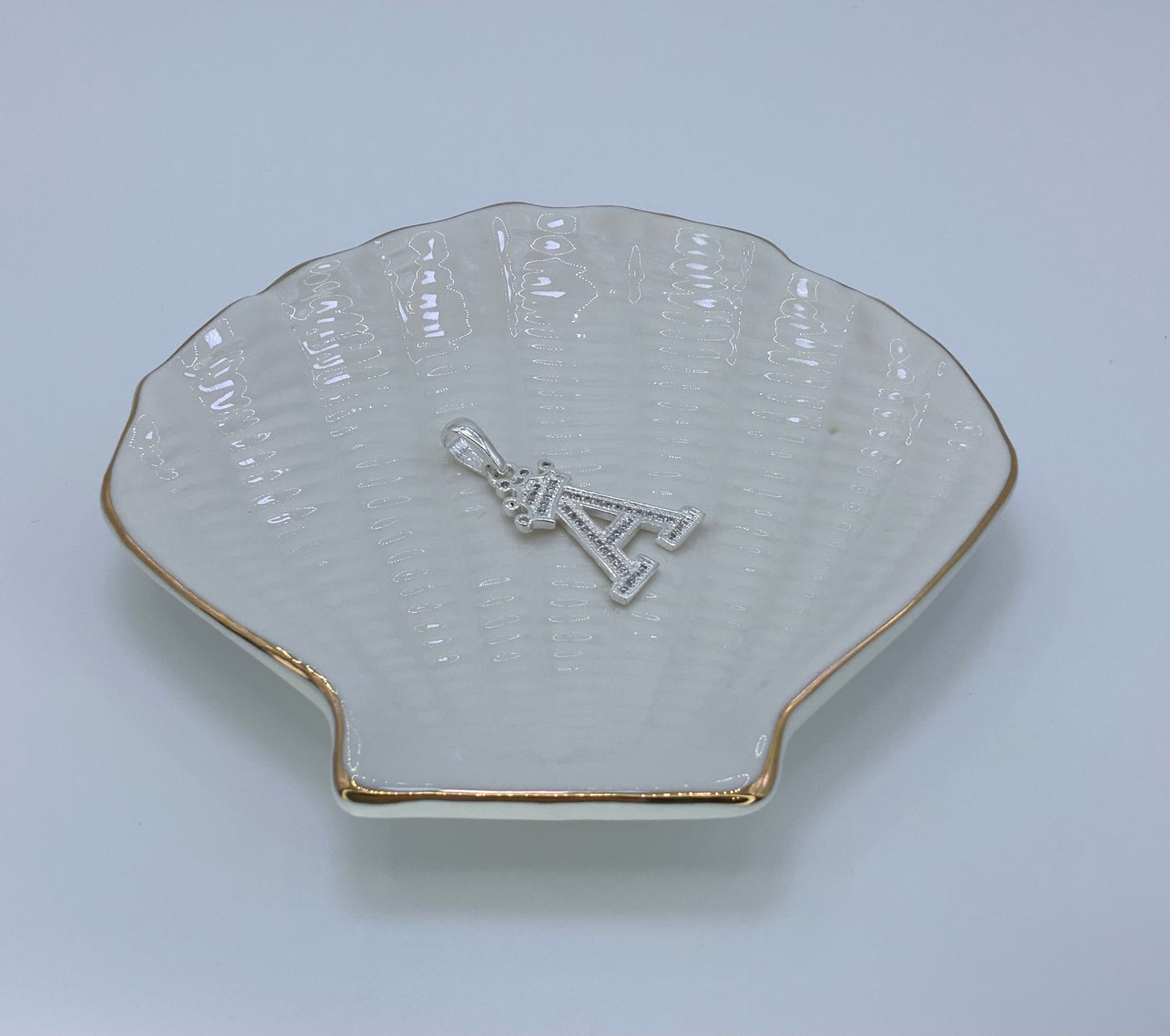 Initial with Crown Pendant CZ Sterling Silver 925