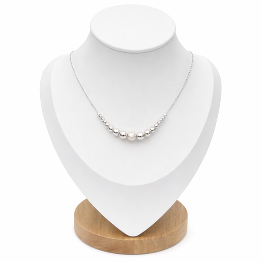 Set Isabella  Necklace and Earring with Pearl -Sterling Silver 925