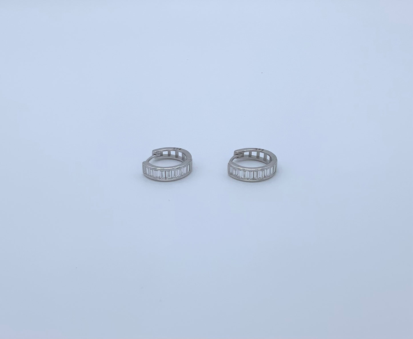 Aurora Hoops Earring /Zc Baguette Sterling Silver 925