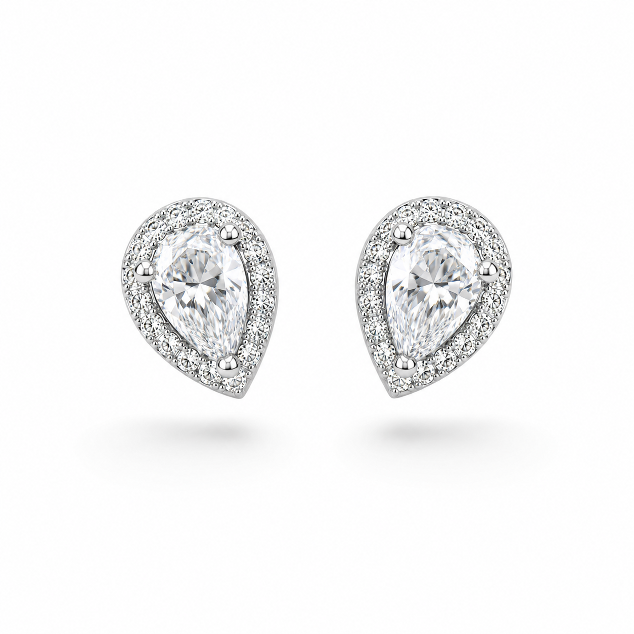 Luna Pear Zirconia Stud Earrings - 925 Sterling Silver- 10mm
