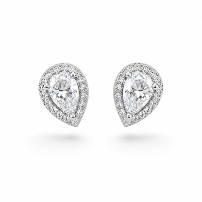 Luna Pear Zirconia Stud Earrings - 925 Sterling Silver- 10mm