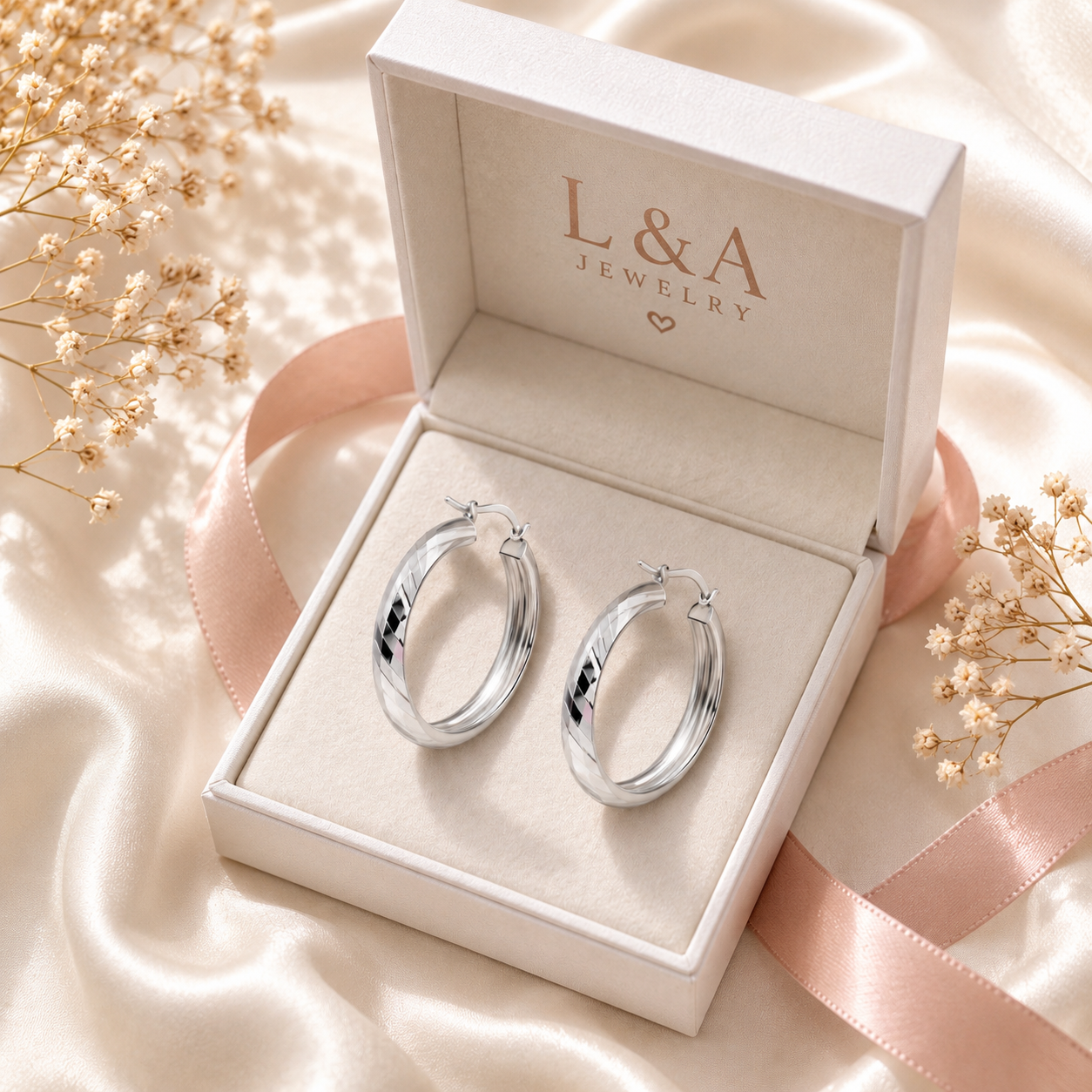 Nova  Hoops – Diamond Cut 925 Sterling Silver -25 mm