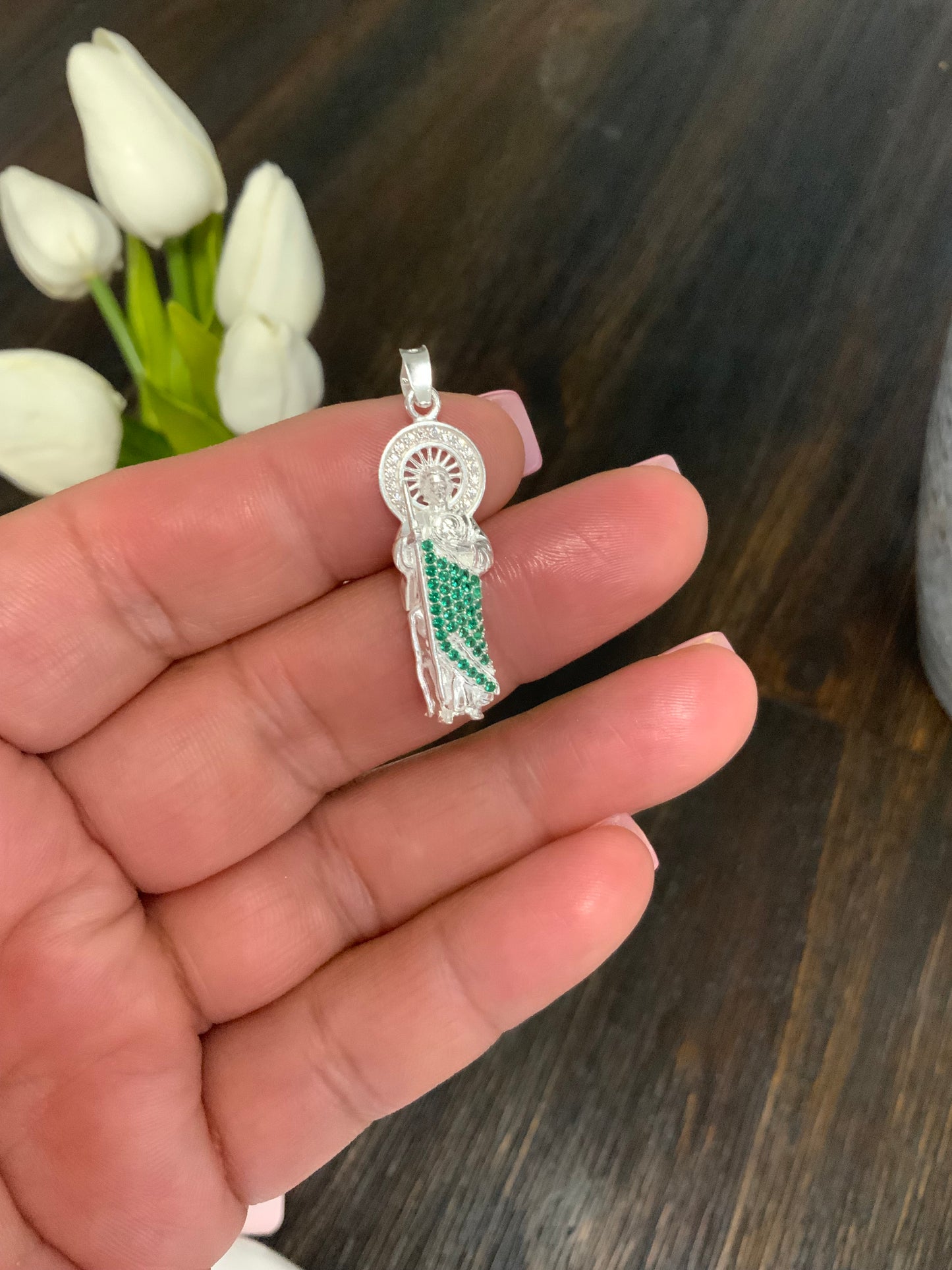 Saint Jude Pendant with Zc - Sterling Silver 925