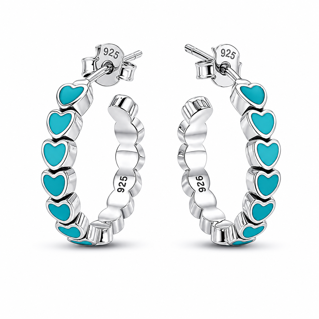 Heart Hoop Earrings Large - Sterling Silver 925- 25mm
