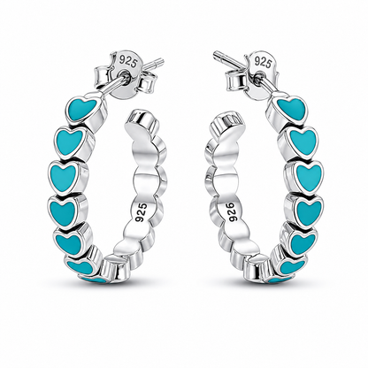 Heart Hoop Earrings Large - Sterling Silver 925- 25mm