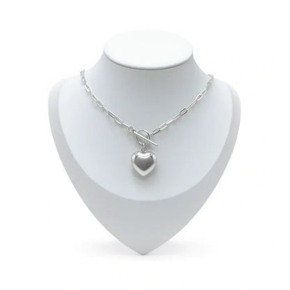 Paperclip Heart  Necklace - Sterling Silver 925 - 20”