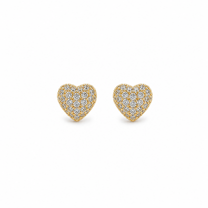 Golden Love Heart Studs Earring - 925 Sterling Silver- 6.5mm