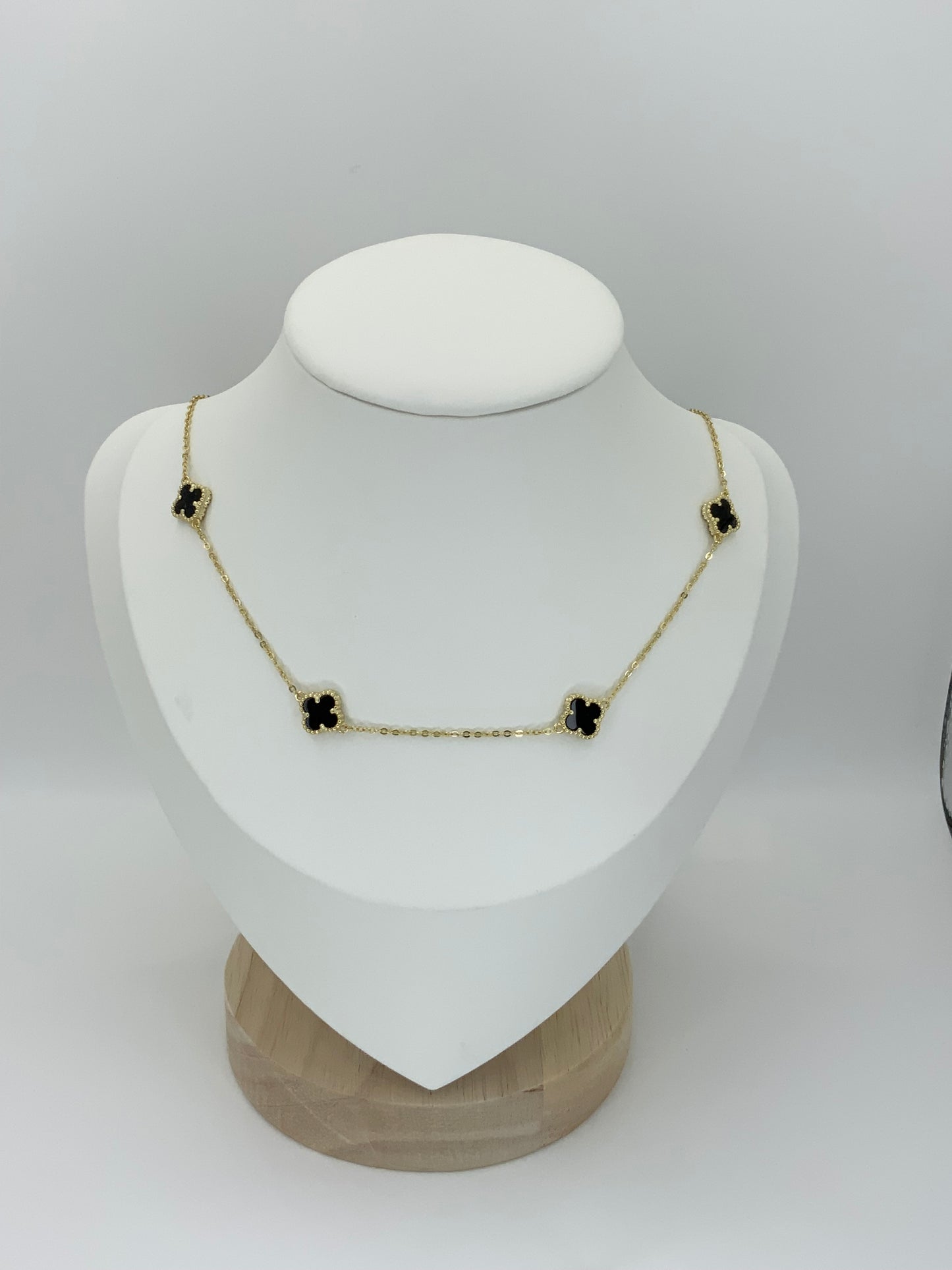 Onix Clover Necklace Sterling Silver 925 (gold)