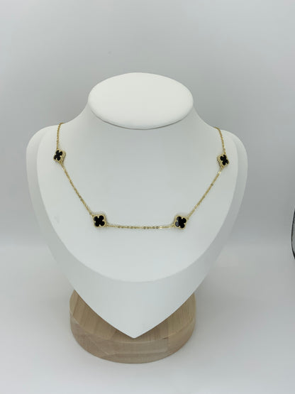 Onix Clover Necklace Sterling Silver 925 (gold)