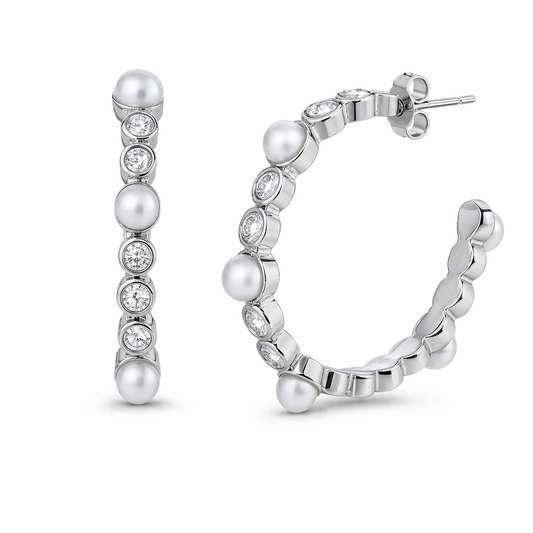 Victoria Pearls Hoop Earrings