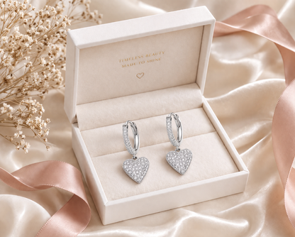 Abigail Heart Huggies Earrings 925 Sterling Silver-12 mm
