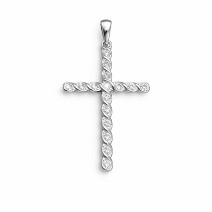 Faith Twist Cross 925 Sterling silver -1.7”