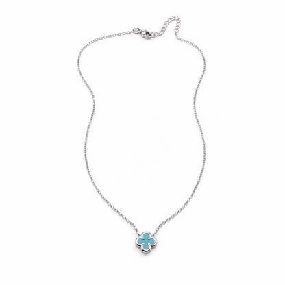 Turquoise Clover Necklace 925 Sterling Silver-10mm